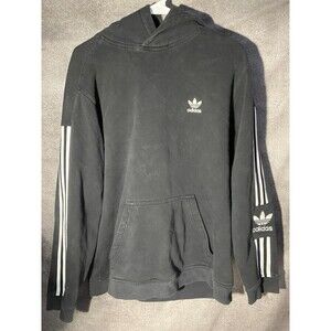 Adidas Originals Mens Medium Black Trefoil Pullover Hoodie 3-Stripes M
